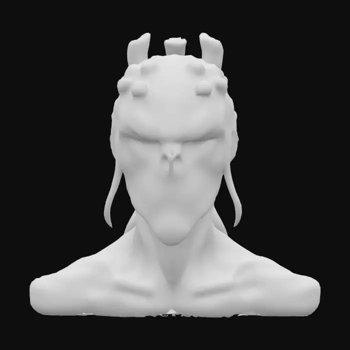 3D model for Ultra-realistic bust 3D portrait of a ocean monster humanoid pirate, decorated with barnacles. 8K PBR textures, wet and soaked, natural skin pores, and lighting optimized for cinematic close-up rendering. bluish tones. 