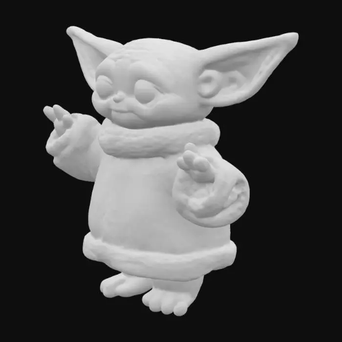3D model for can you make a 3D easy to print model that does not need any support - the model should be a knitted baby joda - make sure it is printable with a reality 1KC 3D printer