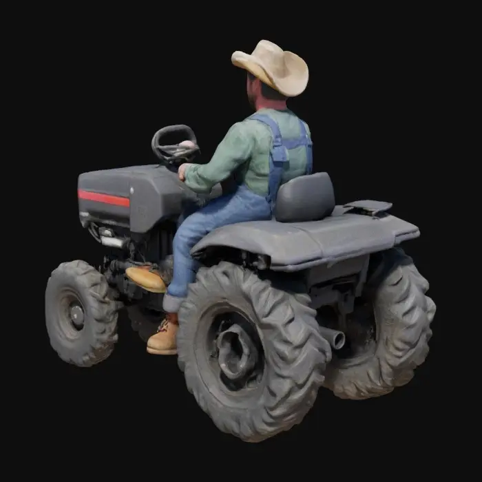 3D model for Einen bauern auf einem  schwarze, traktor