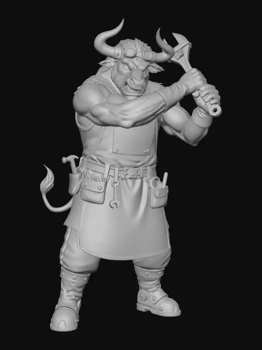 3D model for Steampunk Minotaur Mechanic Levi