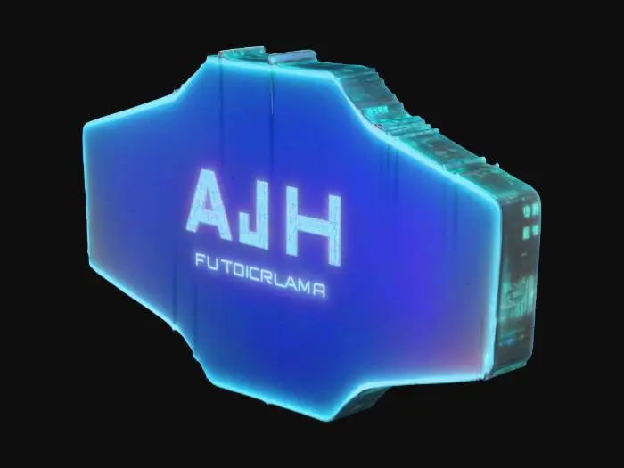 3D model for Futuristic, sci-fi, hologram sign showing a foreign language.