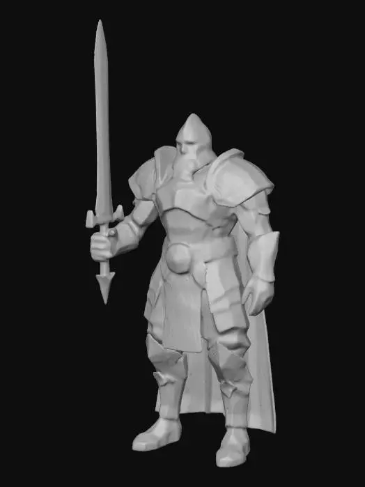 3D model for muscular male orc paladin with a beard, wearing adamantine plate armour, wielding a flaming sword