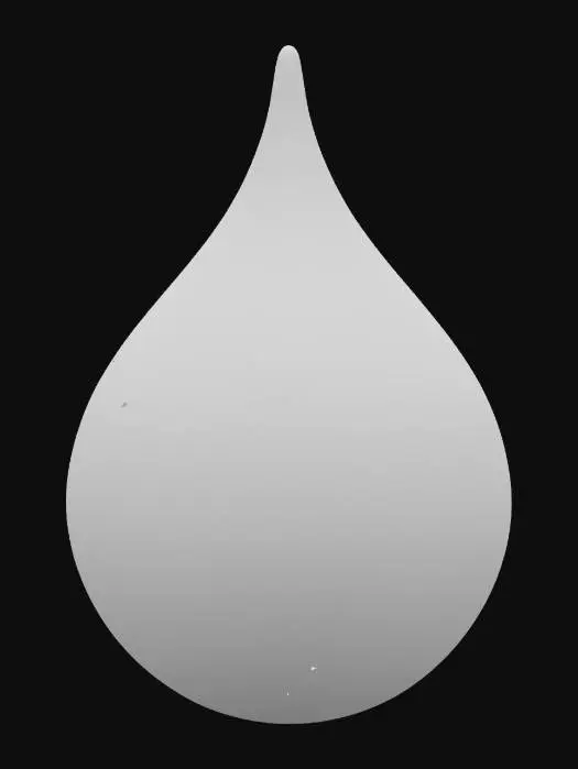 3D model for A stylized 3D water droplet for a mobile game. Smooth, transparent blue with a soft glow. Teardrop shape with a slightly flattened base. Cartoon style, simple geometry, low-poly with soft reflections. No animation, suitable for Unity 3D.