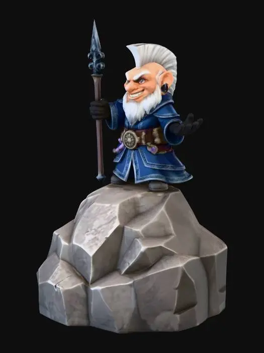 3D model for Gnome Wizard on Rock