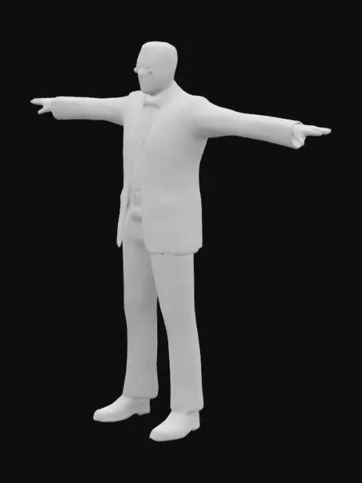3D model for Government Agent wearing a black suit and sunglasses standing in a t pose