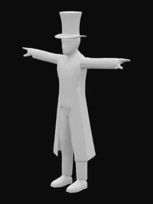 3D model for Abraham Lincoln with a top hat standing in a t pose
