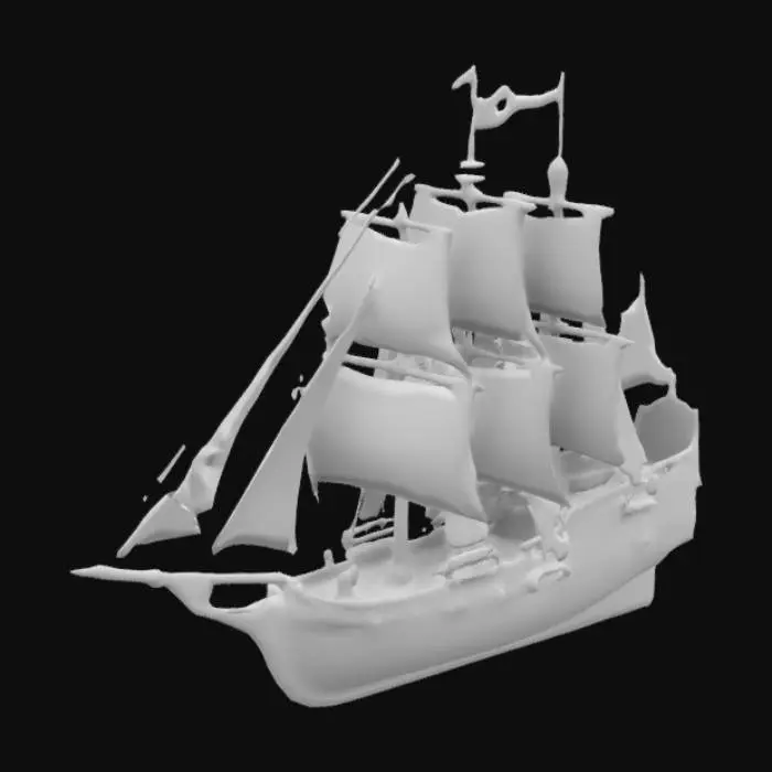 3D model for pirate ship with clean white sails