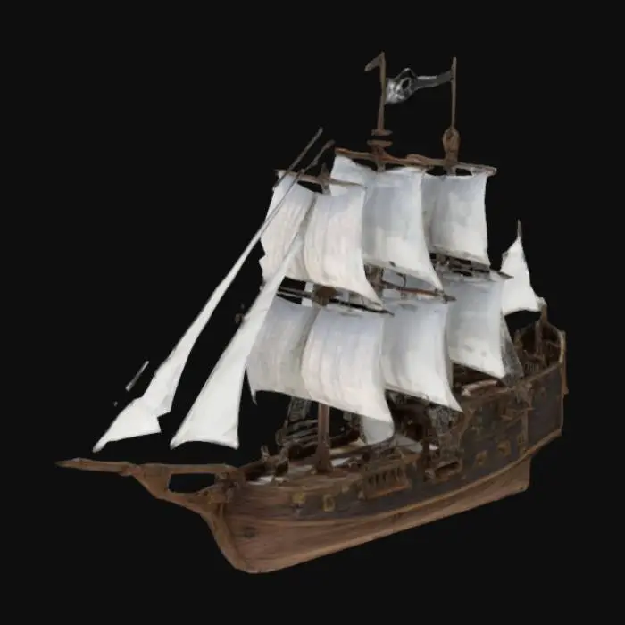 3D model for pirate ship with clean white sails