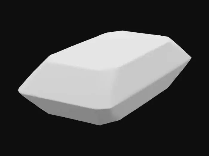 3D model for The object is a faceted, rectangular octagonal gemstone with a smooth, reflective surface and a deep purple hue.