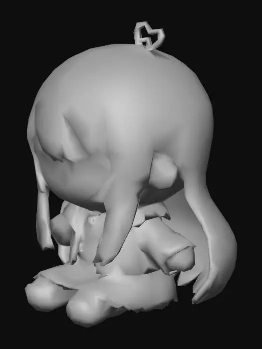 3D model for A soft chibi-style plush doll of [mei lin] from [chaos zero nightmare], sitting upright, designed in the style of a Fumo plush. Large round head, small body, visible stitched fabric texture, cute embroidered eyes, soft felt-like clothing, accurate outfit details, simple proportions, warm natural lighting, neutral background, realistic toy photography style, tactile fabric details, highly detailed, 3D render.