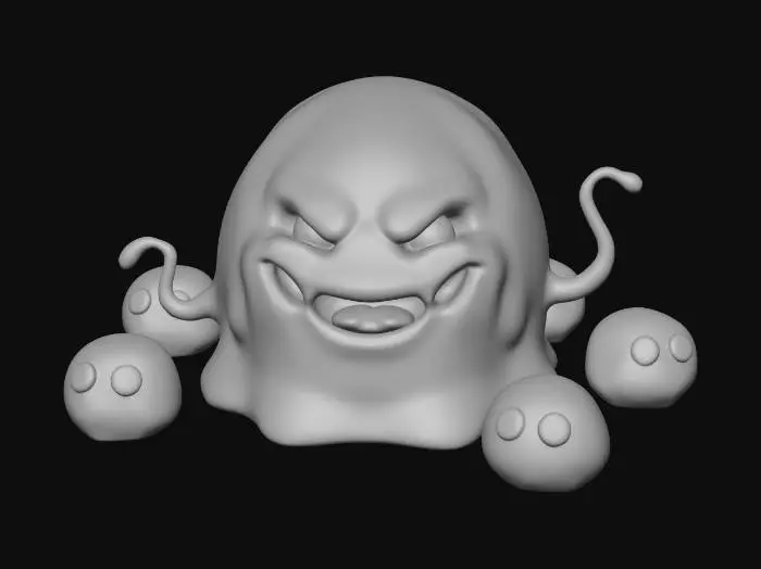3D model for Dungeons and Dragons style slime enemy with smaller minion slime enemies
