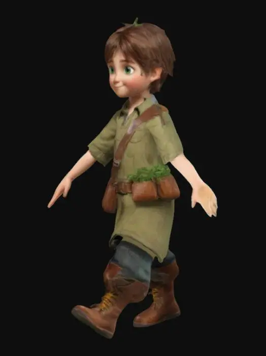 3D model for T-pose, Full Body, of a cute herb gatherer