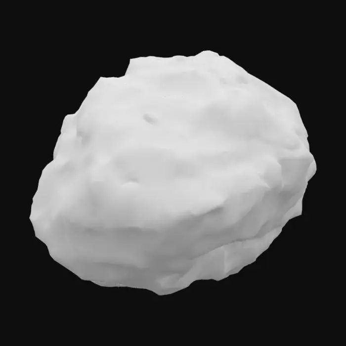 3D model for una roccia con struttura irregolare, con piccole crepe e solchi che simulano la superficie di una roccia naturale