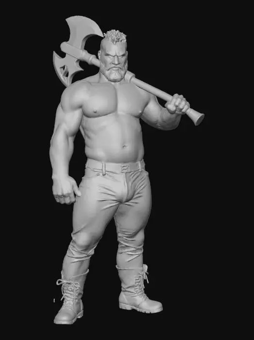 3D model for Axeman in Leather Pants