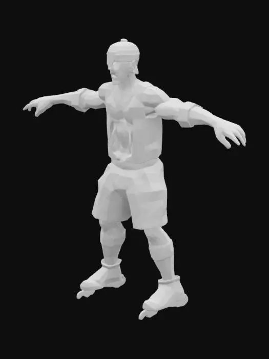 3D model for Zombie hockey player in helmet t-pose low poly