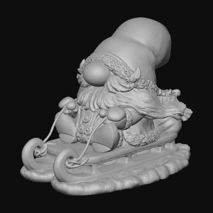 3D model for Santa Gnome on a Sled