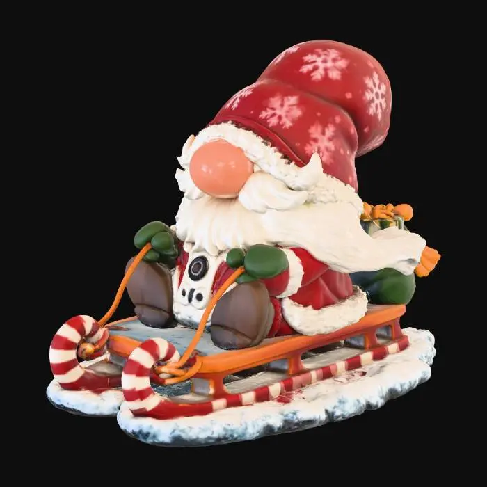3D model for Santa Gnome on a Sled