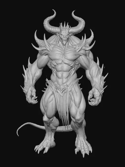 3D model for demon, diablo, balrog, huge, muscular, spikes