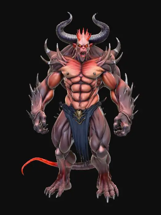 3D model for demon, diablo, balrog, huge, muscular, spikes