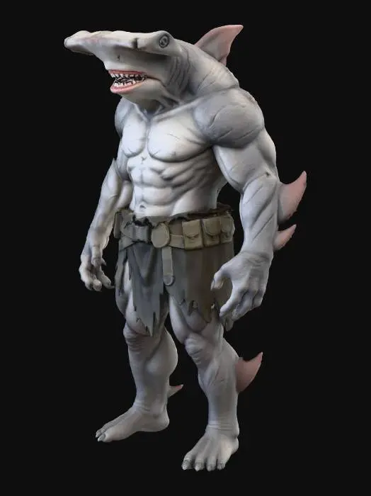 3D model for humanoid, hammerhead shark