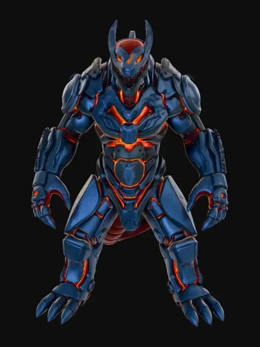 3D model for A formidable creature, its form an abstract assemblage of interlocking obsidian slabs and jagged volcanic rock. Its dark, smoky grey and black surface is rough and unyielding, punctuated by glowing fissures of molten orange energy that pulse from within. The structure is heavily armored and blocky, moving with a ponderous, unstoppable momentum, reflecting the brute force common in Dota 2's durable heroes.