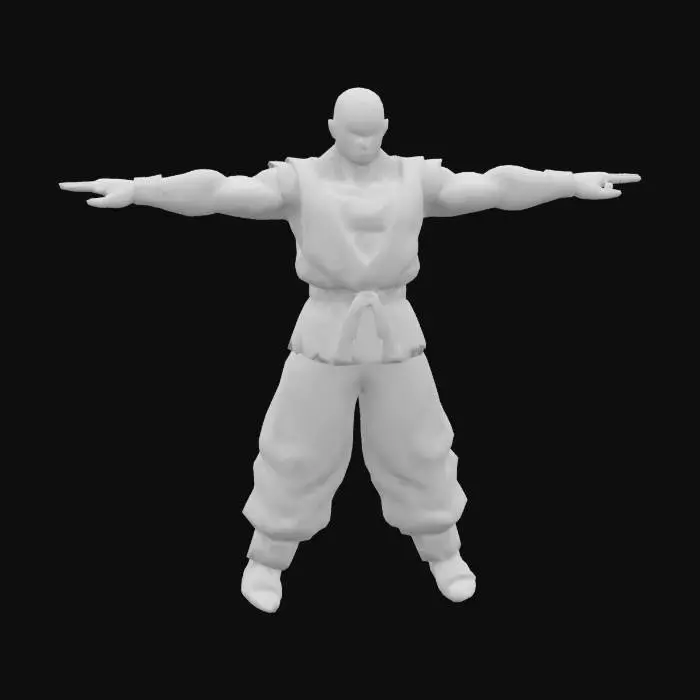 3D model for hyper realistic Krillin from Dragon ball z, athletic ripped body, in T pose ready for game and animation 