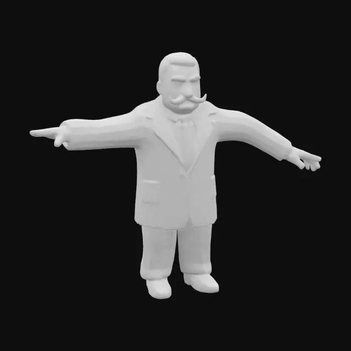 3D model for Generate a highly realistic humanoid figure depicting the US president Donald J Trump as a powerful dictator with all the relevant traits, such as the “Hitler” moustache. There should be focus on the detailing of the model to ensure it looks realistically human. The model should be in T Pose.