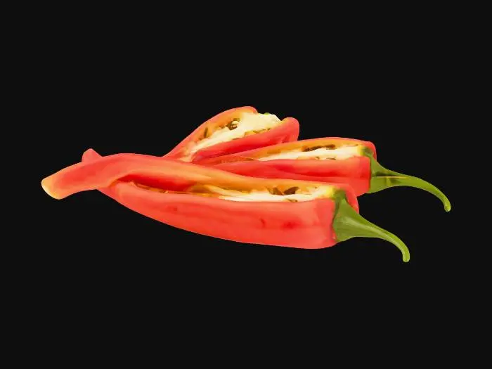 3D model for a pile of sliced bird's-eye chili
