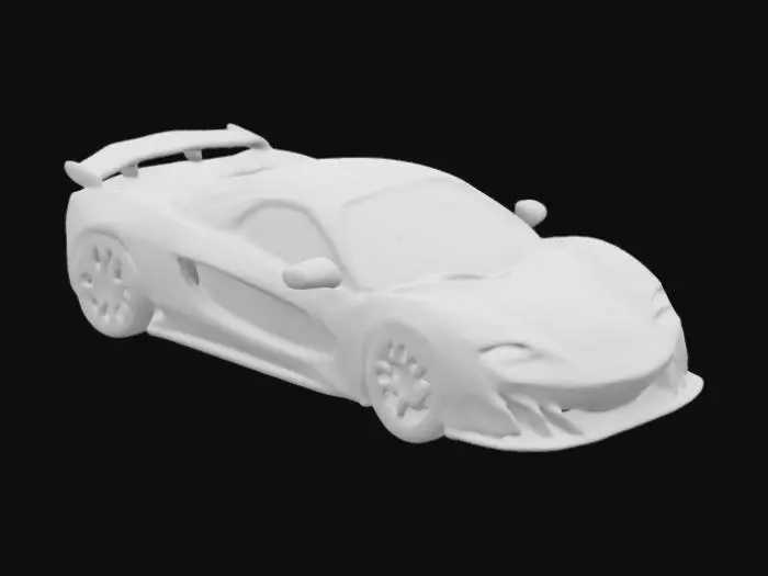 3D model for Make a car that has McLaren-like styling that has metallic purple paint and chrome rims.