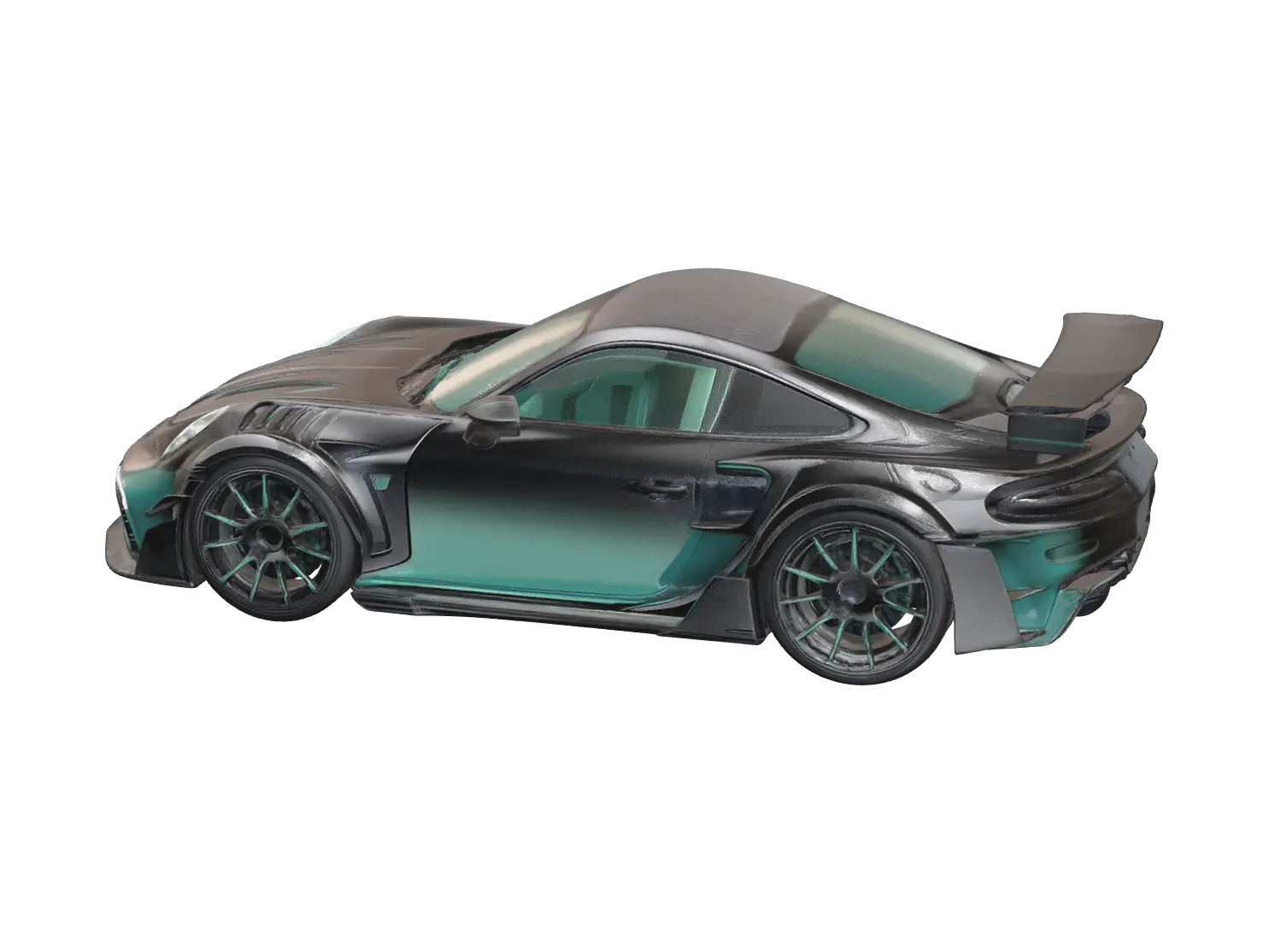 Realistic Porsche 911 3D model, vytvořený pomocí AI