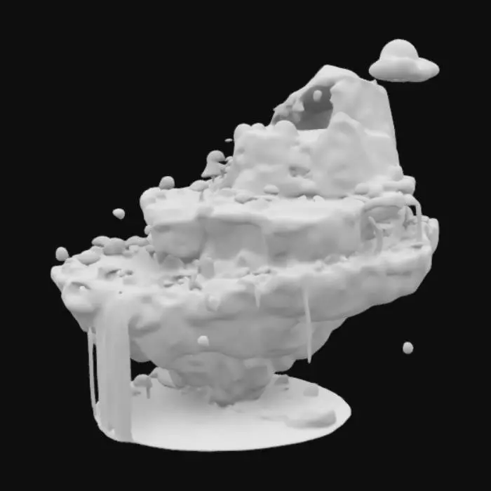 3D model for overlapping floating landmasses on different layers