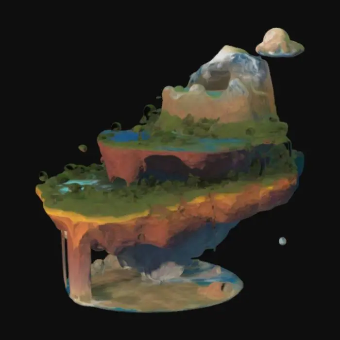 3D model for overlapping floating landmasses on different layers