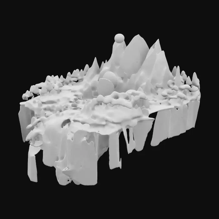 3D model for overlapping floating landmasses, sci fi