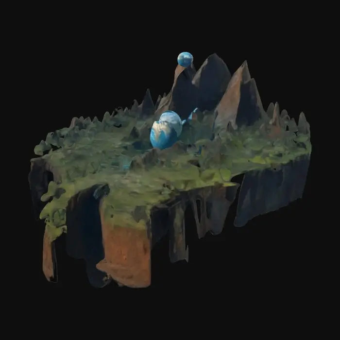 3D model for overlapping floating landmasses, sci fi