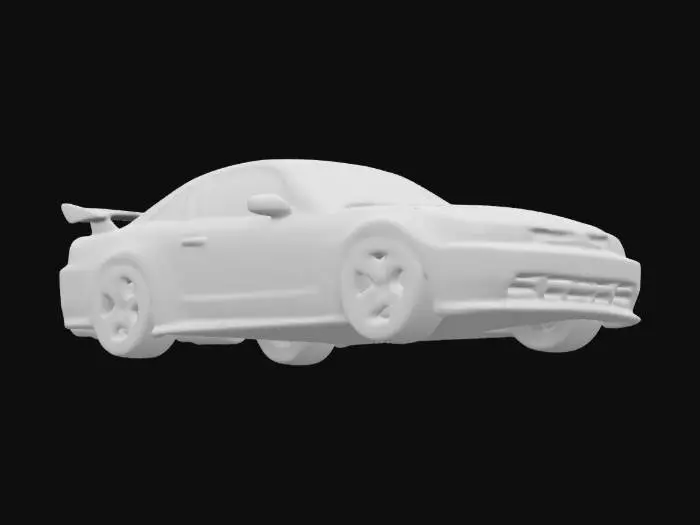 3D model for a high quality 3d model of a 1995 Toyota Supra Mark IV featuring a sleek and sporty design emblematic of JDM (Japanese Domestic Market) style. It is painted a vibrant blue, adorned with custom body modifications, a prominent rear wing, and stylish aftermarket wheels. The overall look of the Supra is eye-catching and reflects a blend of performance and visual appeal, making it an iconic element of the film. 4k resolution