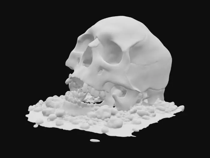 3D model for I want to take the skull model and put it on its side but i want the skull to be cut in half at a 45degree angle to tr to look like the skull is half buried in the ground. I also want open eye sockets