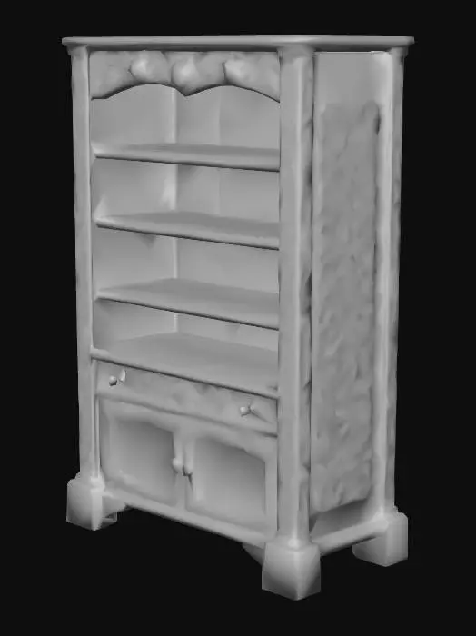 3D model for Ornate Wooden Bookshelf