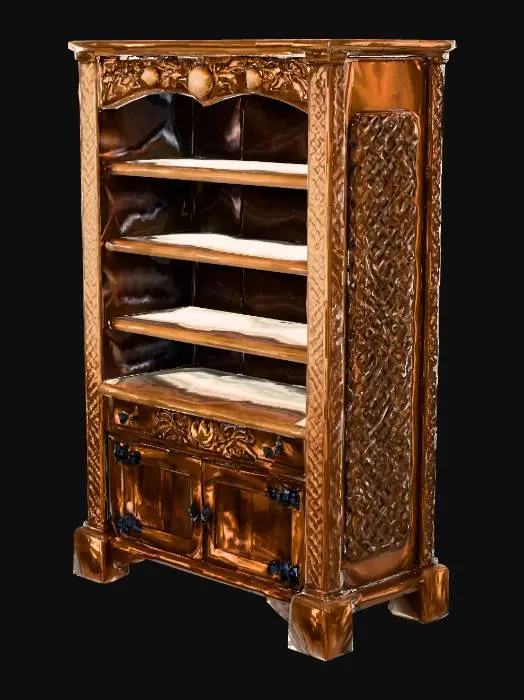 3D model for Ornate Wooden Bookshelf