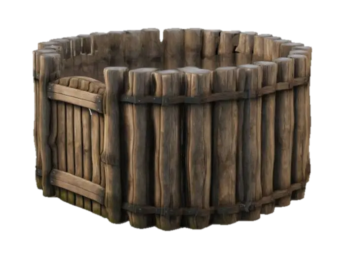 empalizada circular de madera.tipo medieval - Palisade 3D model, vytvořený pomocí AI