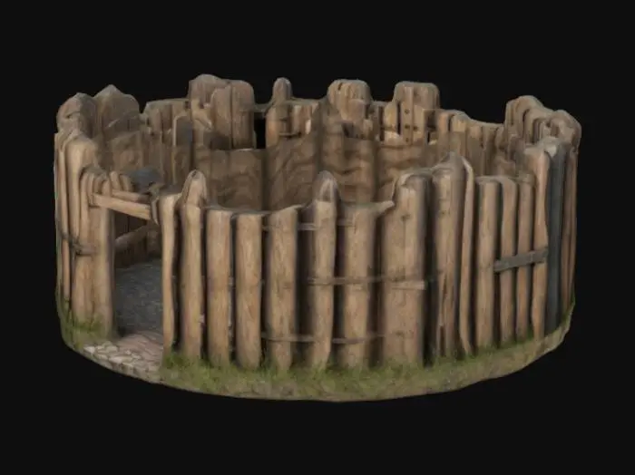 3D model for empalizada circular de madera.tipo medieval