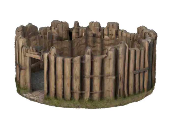 empalizada circular de madera.tipo medieval - Palisade 3D model, vytvořený pomocí AI