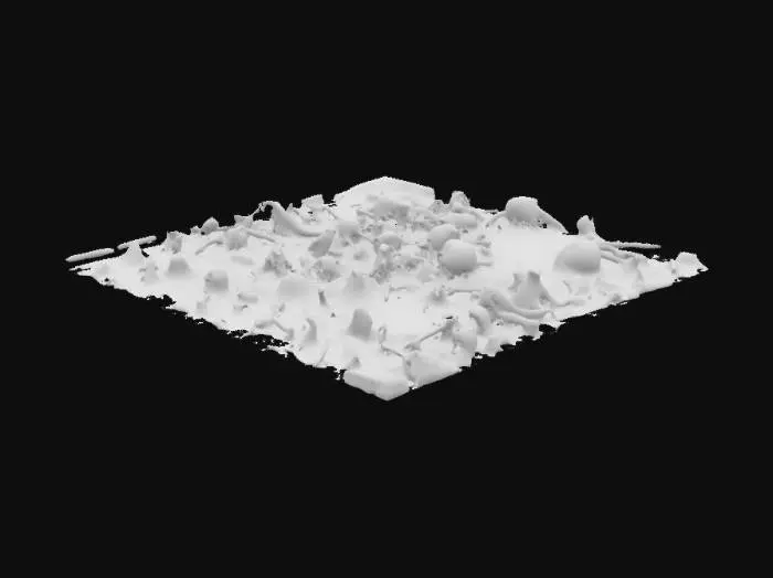 3D model for a game terrain.fire lava and bones. skull over the terrain and bones also blood spots.highly detailed