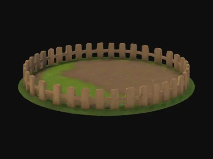 3D model for parcela de tierra para plantar. rodeada de una pequeña cerca de madera no muy alta. para videojuegos