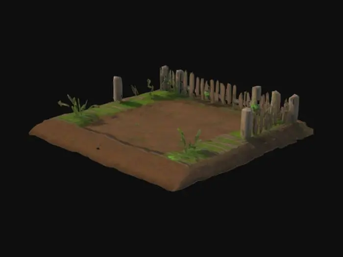 3D model for parcela de tierra para plantar. rodeada de una pequeña cerca de madera no muy alta. para videojuegos