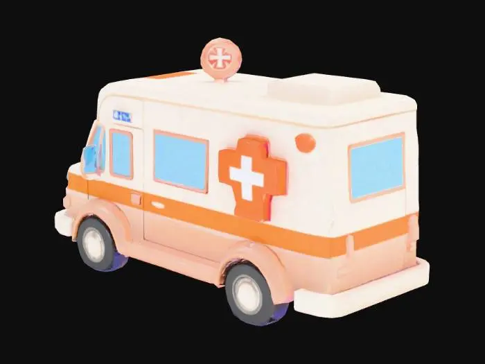 3D model for Cartoon Ambulance, #PBR#