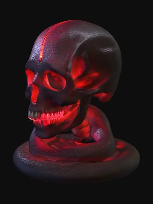 3D model for scull, snake wall, red led