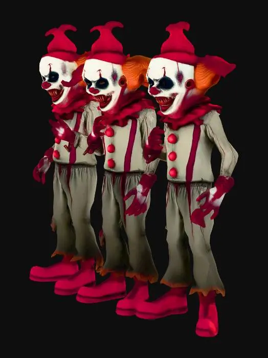 3D model for #PBR# horror zombie clown mit 2 köpfen. und einen riesen schwanz mit dritten kopf. fortnite stil, nur blutig und horror.