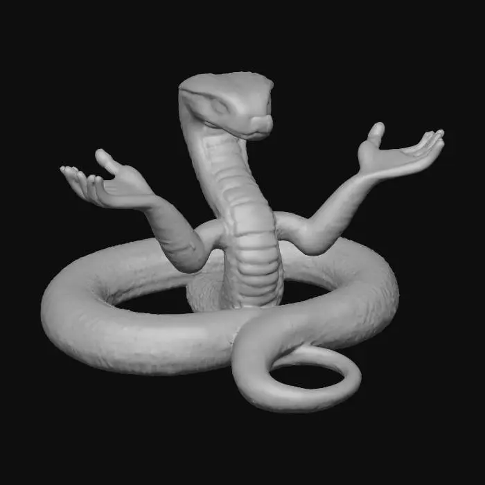 3D model for tempel snake, labirinth, curved wall, stone, greend, blue red led spots