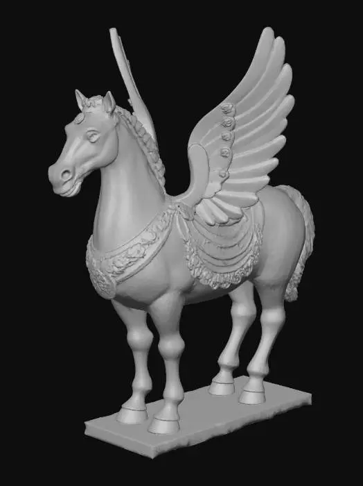 3D model for 날개를 단 새끼하마의 구리 동상인데  조선시대의 곤룡포를 착용하고 있다