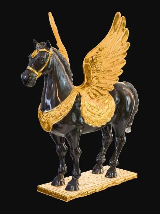 3D model for 날개를 단 새끼하마의 구리 동상인데  조선시대의 곤룡포를 착용하고 있다